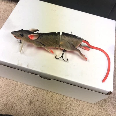 Multi Jointed Topwater Rat Mouse Fishing Lure Bass Lunker Lure Pike Wake Musky￼ - Image 1 of 4