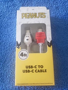 Peanuts Snoopy Face & House 4Ft USB C To USB C Charging Cable Devices New Sealed - Picture 1 of 2