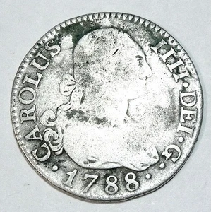 ESPAÑA - Carlos IV (1788-1808) 2 Reales 1788-MF Madrid - Plata - Fecha ESCASA - Imagen 1 de 4