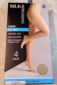 SILK IMPRESSIONS SHEER ALL DAY CONTROL TOP - 4 PAAR STRUMPFHOSEN - beige - GR. XXXL - Bild 1 von 4