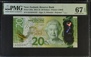 New Zealand Reserve Bank 20 Dollars 2015-16 P 193a Polymer UNC PMG 67 EPQ - Bild 1 von 2