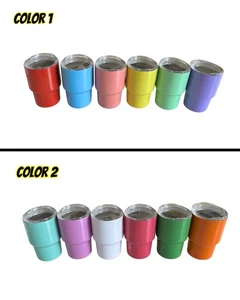 12er Set Multicolor Metall Mini Tumbler Gläser, Tops & Strohhalme, Isolierbecher - Bild 1 von 8