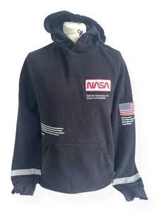 H&M Divided NASA Hoodie | XL  | Black Reflective Utility "Spacecore" USA Flag - Picture 1 of 24