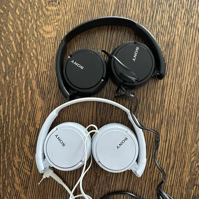 Sony Over Ear Wired Headphones Lightweight Set Of 2 Black And White - Image 1 of 3