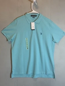 Men’s U.S. Polo Assn. Classic Polo Shirt Sz L Turquoise Blue Short Sleeve Top - Picture 1 of 7