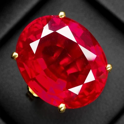 Sparkling Vivid Red Tourmaline 22Ct 925 Sterling Silver 24K Gold Handmade Rings - Image 1 of 4