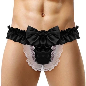 Bragas de satén con espalda abierta Sissy muy sexy para hombre talla única para la mayoría (BG 43) - Imagen 1 de 10