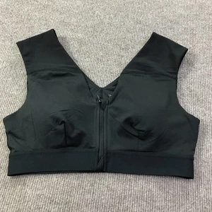 Reggiseno sportivo Tommie rame donna grande nero zip supporto spalle anteriori palestra top - Foto 1 di 8