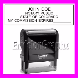 Custom Official NOTARY PUBLIC COLORADO Self Inking Rubber Stamp T4913 black - Picture 1 of 6