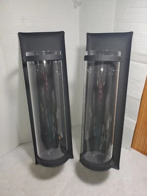 Apliques de velas de pilar de hierro forjado Danya B con insertos de vidrio - Juego de 2 Foto 1 de 4