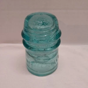 Teal Blue "AM. TEL. & TEL. Co." Railroad Insulator Green Aqua Glass AMTEL #6 - Picture 1 of 8