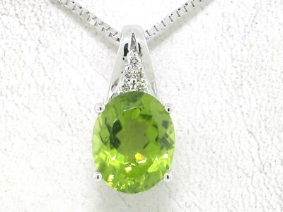 Peridot Anhänger 585 Weißgold 14Kt Gold feiner facettierter Peridot 5 Brillanten - Bild 1 von 4