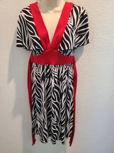 Women's JFW Zebra Print V Neck Dress Sz Med - Picture 1 of 2