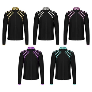 Kids Girls Sweatshirt Gymnastics Costume Fashion Jacket Skating Hoodie Figure - Picture 1 of 56