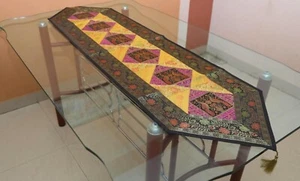 Handmade Decorative Silk Brocade Wall Tapestry-Hanging/Table Runner Black - Picture 1 of 6