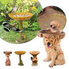 Natural looking Raccoon Garden Statue with Bird Basin for Outdoor Accent