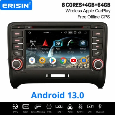 64GB 8-Kern Android 14 DAB+ Autoradio Für Audi TT MK2 Navi CarPlay DVD Wifi TPMS - Bild 1 von 4