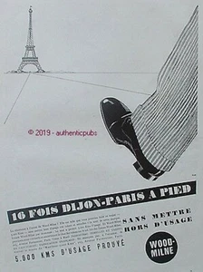 PUBLICITE WOOD MILNE CHAUSSURE DIJON PARIS A PIED TOUR EIFFEL DE 1937 AD PUB - Picture 1 of 1