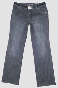 Women's Michael Kors straight leg belted blue jeans size 8P - Picture 1 of 3