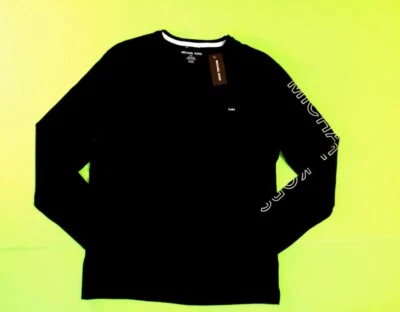 Nueva camiseta de manga larga para hombre MICHAEL KORS negra mediana con blanca precio de venta sugerido por el fabricante 69,50 USD Foto 1 de 4