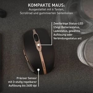 CHERRY DW 9100 SLIM Wireless Maus kabellos Bluetooth Schwarz --NUR DIE MAUS-- - Afbeelding 1 van 3