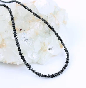 Roh Diamant Kette Edelsteinkette Schwarz Rohdiamant Funkelnde Collier 25 Karat - Imagen 1 de 5
