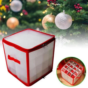 64 Baubles Storage Box Christmas Xmas Tree Decoration Organiser Bauble Bag ZC - Picture 1 of 12