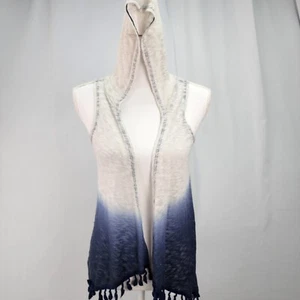 BELLE du JOUR Hooded Vest Girl's XLARGE Beach Cover Up Sleeveless Blue Ombre - Picture 1 of 12