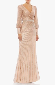 Mac Duggal Pailletten langärmeliges Mantelkleid in Kupferfarbe, Größe 4 - Bild 1 von 8