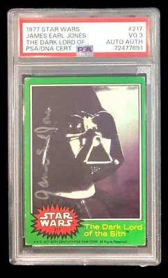 1977 Topps Star Wars #217 James Earl Jones RC; como Darth Vader AUTO novato PSA 3 - Imagem 1 de 2