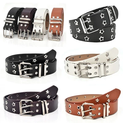 Punk-Gürtel Für Damen Zweireihige Ösen Doppelte Dornschließe Pu-Hüftgurt Für  / - Bild 1 von 4