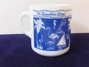 VTG NEW White Milk Glass Florida FL The Sunshine State -Coffee, Tea Cup/Mug - Picture 1 of 6