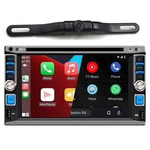 Double 2Din 6.2" Car Stereo Radio with Apple CarPlay CD DVD Player Bluetooth+cam - Picture 1 of 9