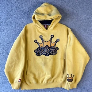 Jnco Jeans Crown Hoodie Large Y2K Vintage Embroidered Yellow Gold Sweatshirt GUC - Picture 1 of 10