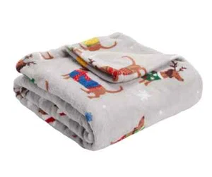 Gray Holiday Dachshund Dogs Fleece Throw Blanket 50" x 60" Christmas NWT - Picture 1 of 5