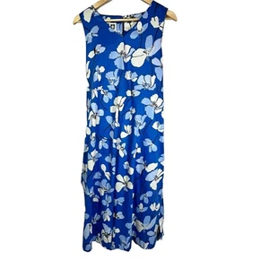 Anne Klein Petite Size PM Blue Floral Print Midi Dress With Robe Belt $139 - Picture 1 of 4
