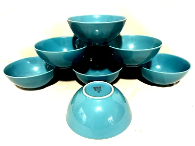 Ikea 15199 Set Of 7 Turquoise Cereal/Soup Bowls 6 1/4" - Image 1 of 2