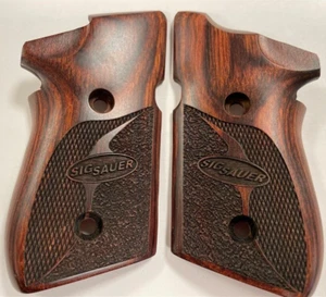 Sig Sauer P220 Compact NON-DECOCKER Checkered Logo Rosewood Grips Altamont Wood - Picture 1 of 1