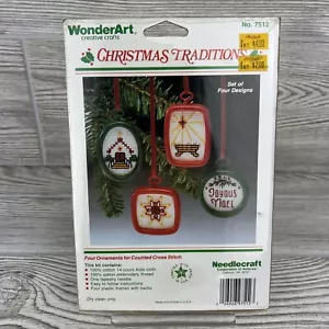 Wonder Art - Natale - Punto croce contato 4 mini ornamenti - Kit artigianale 7512 - Foto 1 di 6