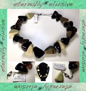SOBRAL Vintage Signed JACKIE BRAZIL Flintstone Tortoise Shell Red Black Necklace - Picture 1 of 8