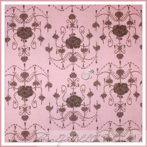 BonEful Fabric FQ Cotton Quilt Pink Brown Flower Shabby Chic Bohemian Cottage UK - Picture 1 of 9