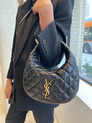 New 2025 Saint Laurent YSL Icarino Icare Mini Black Lambskin Hobo Bag Handbag - Image 1 of 4