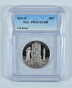 2011-S US Army Commemorative Half Dollar PR70 DCAM ICG *9784 - Picture 1 of 5