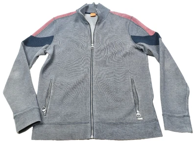 Suéter Hugo Boss Etiqueta Naranja Para Hombre Grande Azul Mezcla Algodón Manga Larga Cremallera Completa Foto 1 de 4