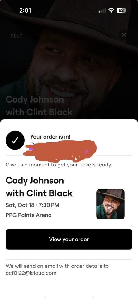 Cody Johnson Tickets 10/18/2025 PPG Paints Arena - Image 1 of 1
