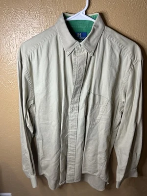 Camisa John Henry Para Hombres Abotonada Mediana Beige Algodón Manga Larga Informal Clásica Foto 1 de 4