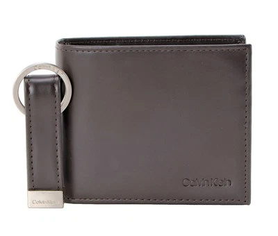 Cartera plegable de cuero con bloqueo RFID de Calvin Klein para hombre con llavero Foto 1 de 4