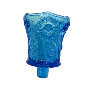 Vintage Homco hellblau Glas Wandleuchter/Votivkerzenhalter 3D Blumen - Bild 1 von 9
