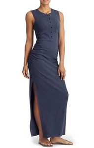 Athleta Womens S Blue Rib Henley Maxi Dress - Picture 1 of 6