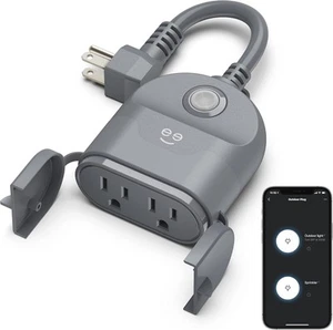 Geeni Outdoor Duo Wi-Fi Smart Plug, Weatherproof Dual Socket, Gray - Picture 1 of 9